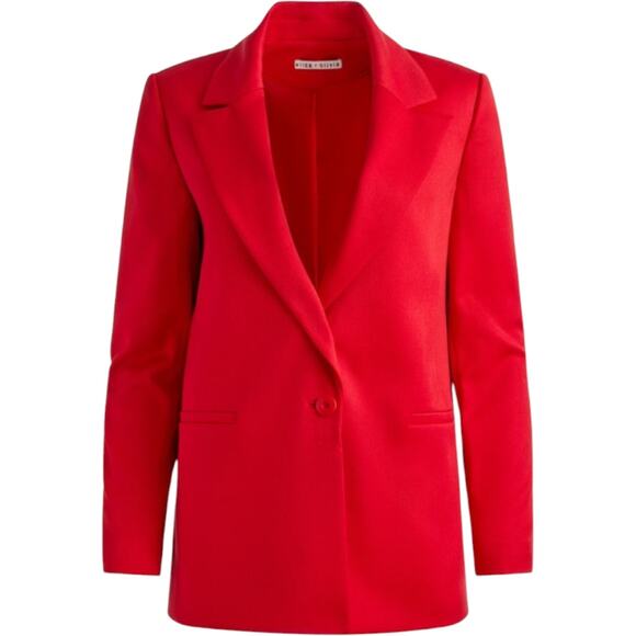 ALICE + OLIVIA DENNY NOTCH COLLAR RED BOYFRIEND BLAZER sz 12 NWT - Picture 5 of 11